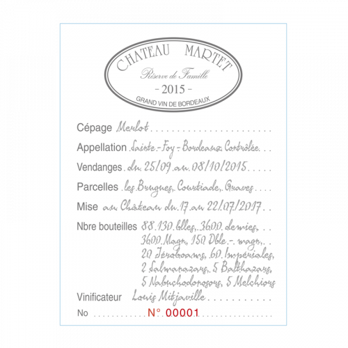 de Coninck Wine Merchant Château Martet "Réserve de Famille" 2014 - LATE RELEASE - Sainte-Foy-Bordeaux